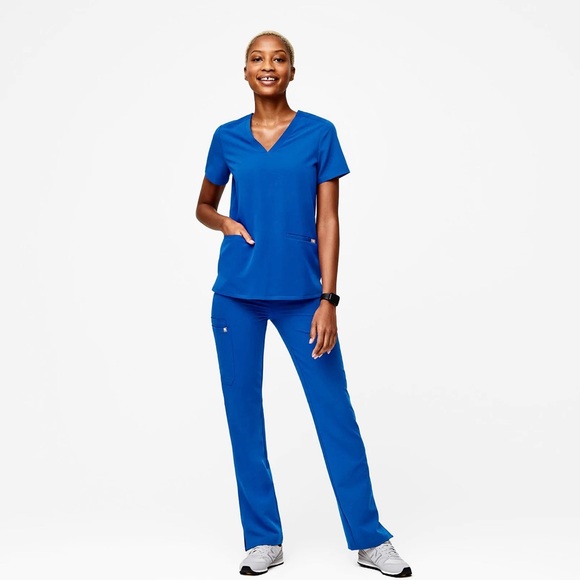 Figs Scrub Set Casma Scrub Top & Yola Scrub Pants Blue Size XL Petite XL/P Blue - Picture 1 of 9